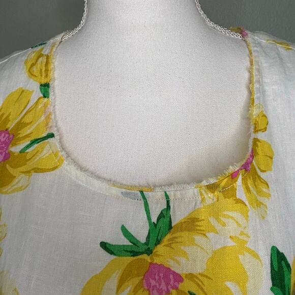Charter Club NWT 100% linen pockets all over floral sleeveless mdii dress size L - Picture 3 of 8